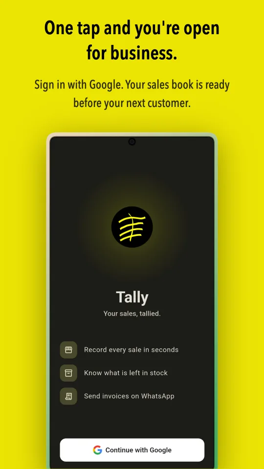 Sign-in screen: one tap and you're open for business